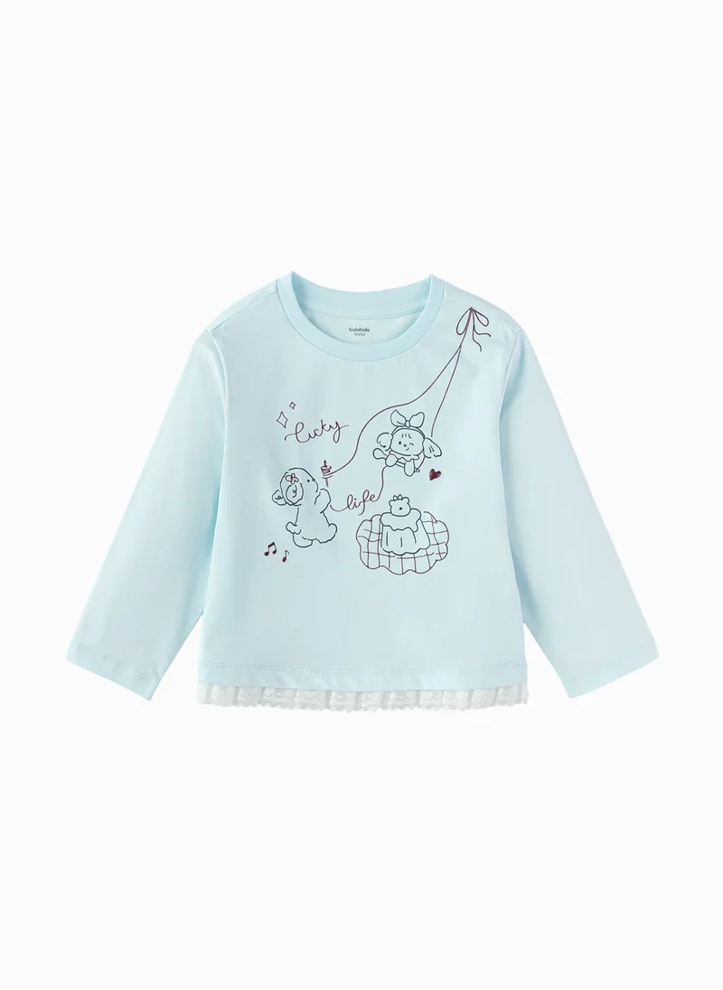 Toddler Girls Round v-neck long-sleeved T-shirt